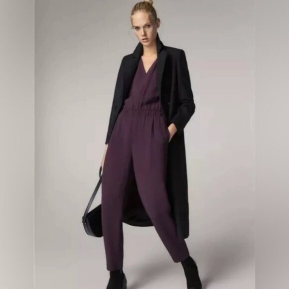 Massimo Dutti Women’s Romper Overall Jumpsuit Purple Plum Pockets Viscose Size 4 - Picture 3 of 13
